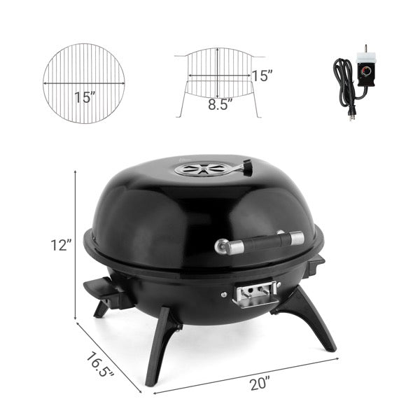 Electric Countertop BBQ Grill, Portable Double Layer Indoor-Outdoor Electric Grill For Indoor & Outdoor Use, 1600W, Black