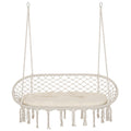 Hammock Chair Macrame Swing with Soft Cushion, Hanging Cotton Rope Chair for Indoor Outdoor Home Patio Backyard