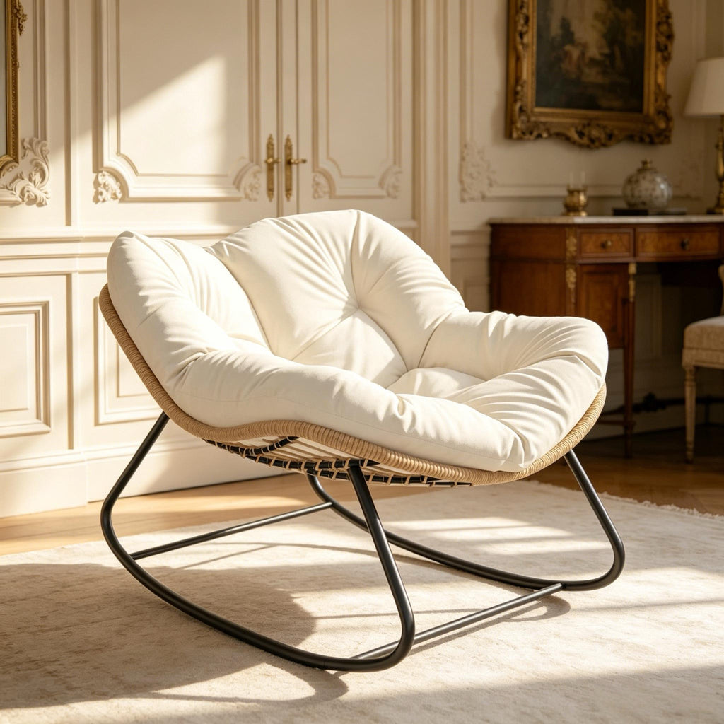 Rocking Egg Chair, Oversized Design with Cushion, Indoor Outdoor Furniture  for Backyard, Patio, Garden