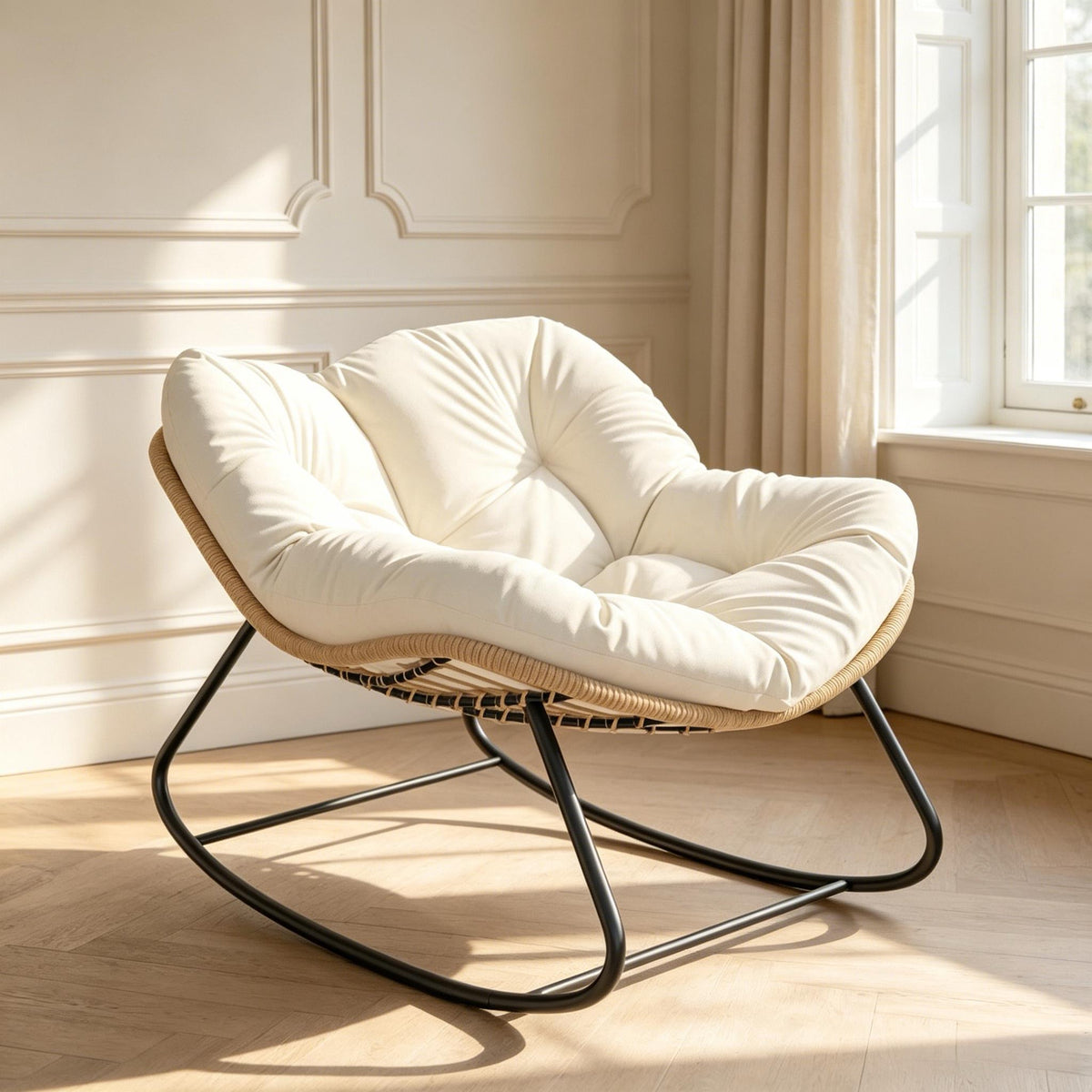 Rocking Egg Chair, Oversized Design with Cushion, Indoor Outdoor Furniture  for Backyard, Patio, Garden