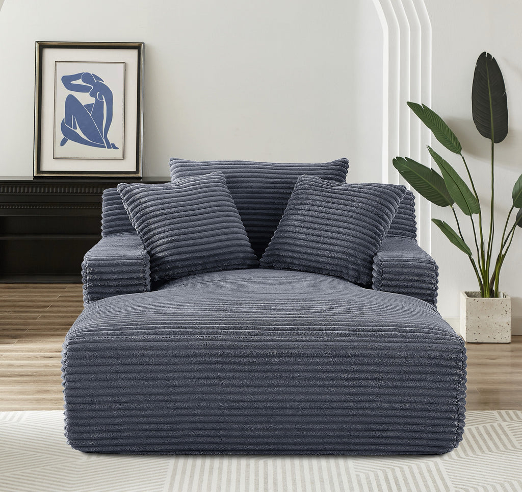 Cloudline Oversized Chaise Lounge Chair In Soft Corduroy, Modern Comfy Couch With Full Foam Cushioning, Cozy Sleeper Sofabed For Living Room, Bedroom