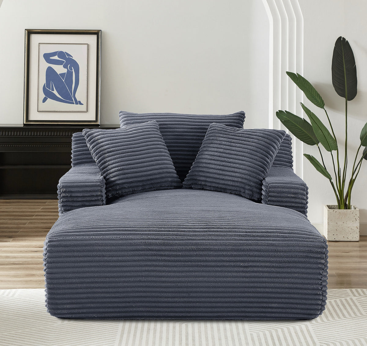 Cloudline Oversized Chaise Lounge Chair In Soft Corduroy, Modern Comfy Couch With Full Foam Cushioning, Cozy Sleeper Sofabed For Living Room, Bedroom