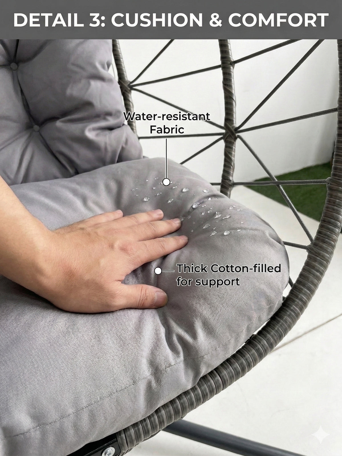 Double Hanging Egg Chair Wth Stand  Patio Hammock Swing Chair With Cushion Loveseat For Bedroom  Balcony  Garden  Indoor  Outdoor