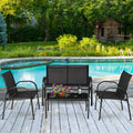 4 Pieces Patio Furniture Set With Glass Top Coffee Table-Black
