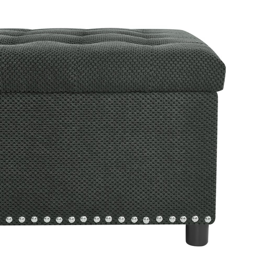 Square Storage Ottoman, Small Space Furniture, Home Decor.Dark Grey