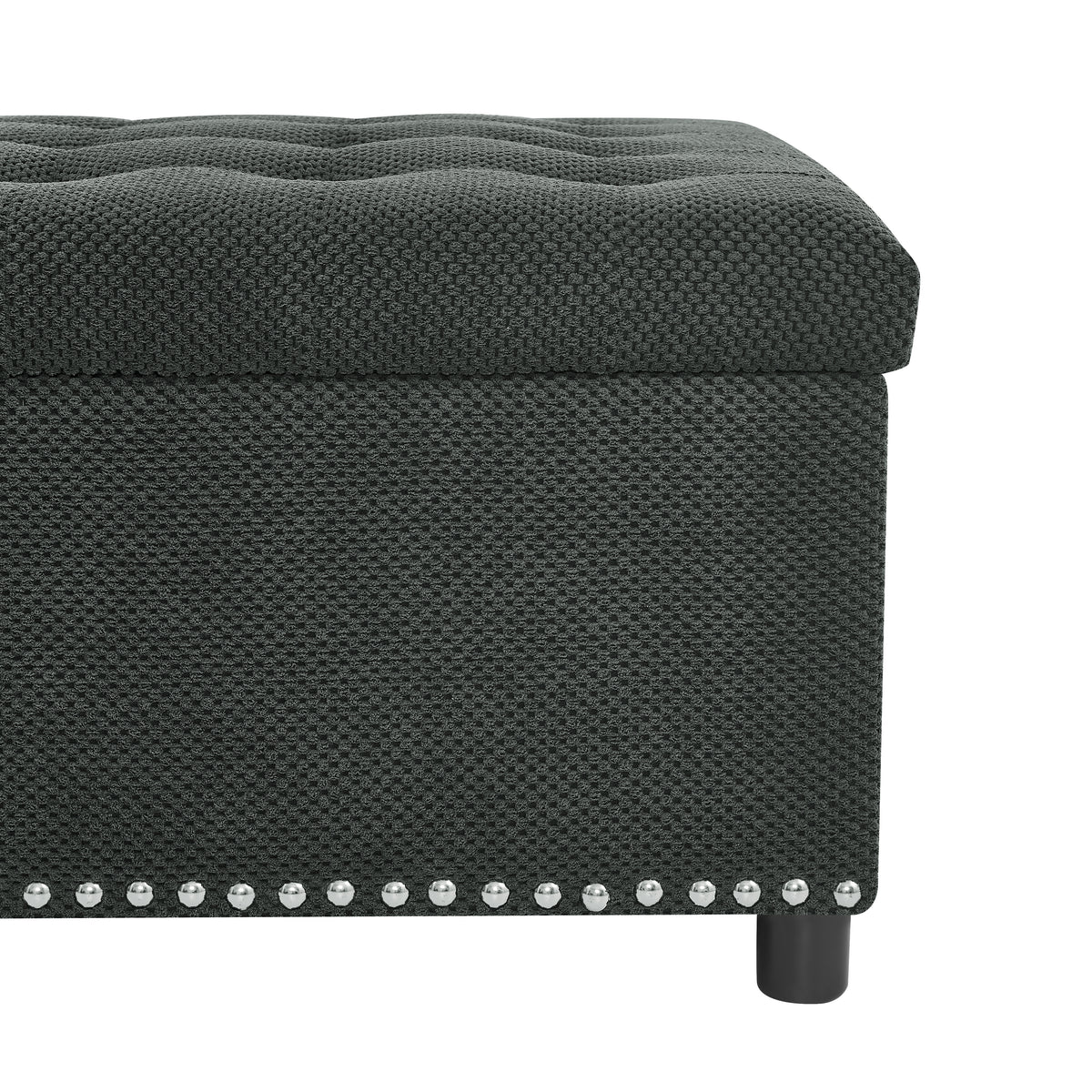 Square Storage Ottoman, Small Space Furniture, Home Decor.Dark Grey