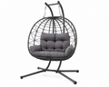Double Hanging Egg Chair Wth Stand  Patio Hammock Swing Chair With Cushion Loveseat For Bedroom  Balcony  Garden  Indoor  Outdoor